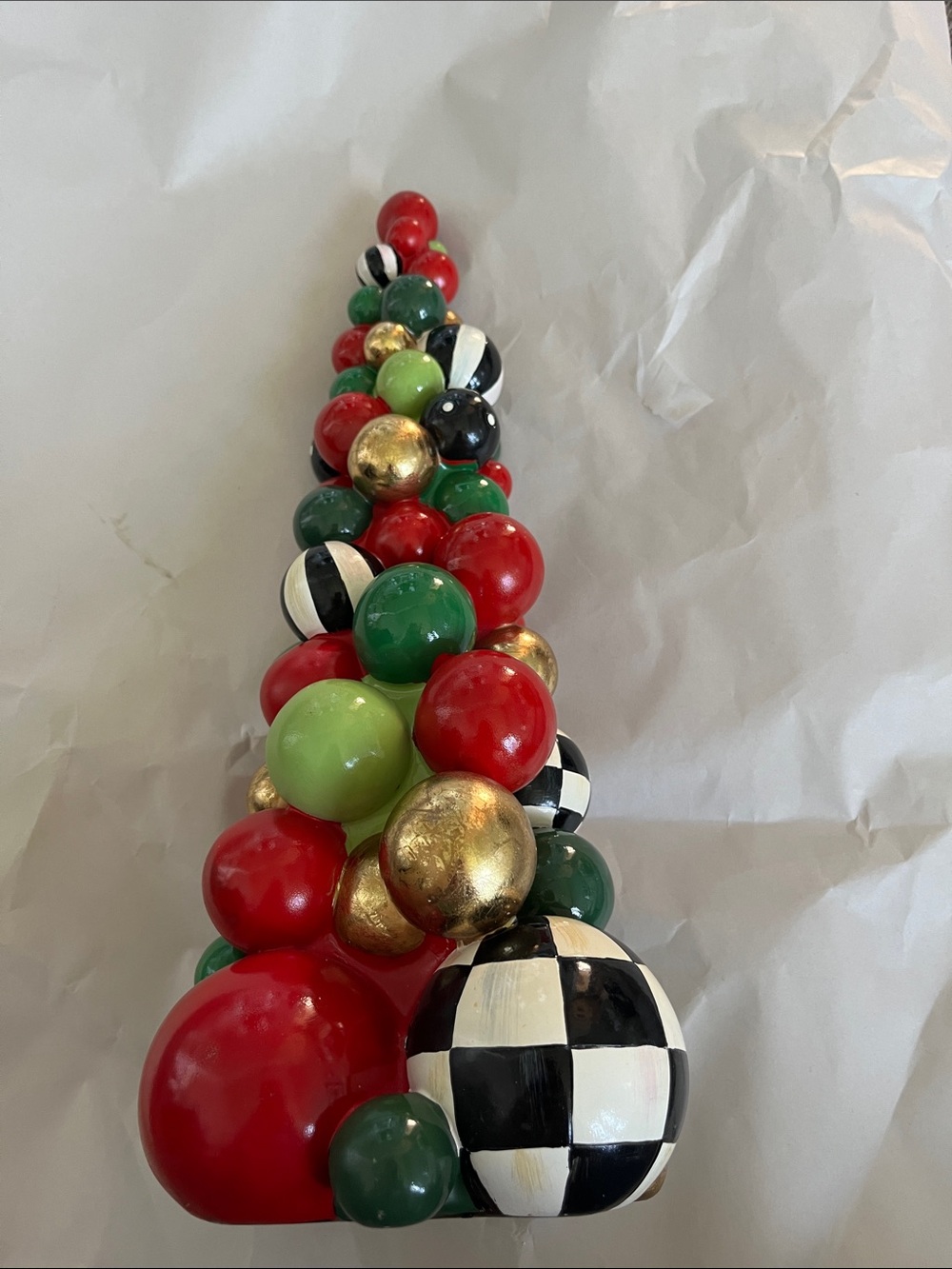 MacKenzie-Childs Red, Green, Black & Gold Bubble Tree Accent. See pics, as is.